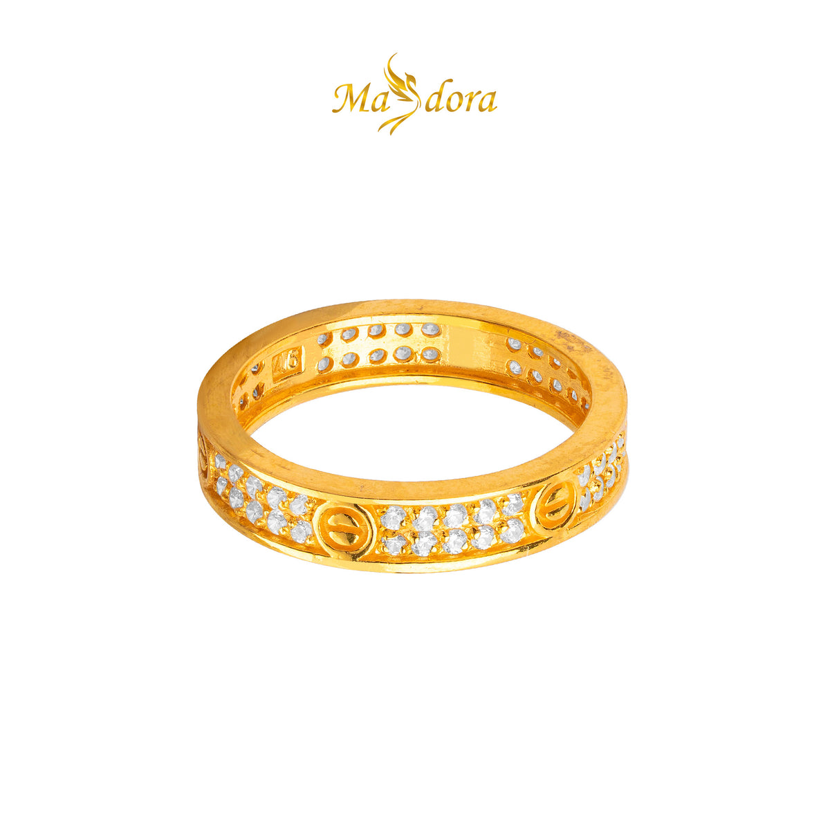 MASDORA 916 Gold Ring Rings Cincin Emas ~ Exclusive Love-Paved Screw Mark (EMAS 916/22K)