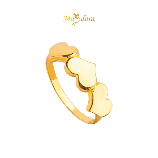 MASDORA 916 Gold Ring Rings Cincin Emas ~ Triple Love Link (EMAS 916/22K)