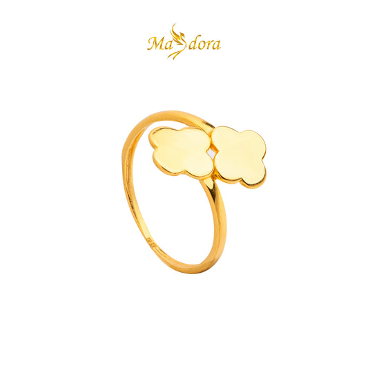 MASDORA 916 Gold Ring Rings Cincin Emas ~ Golden Double Clovers (EMAS 916/22K)