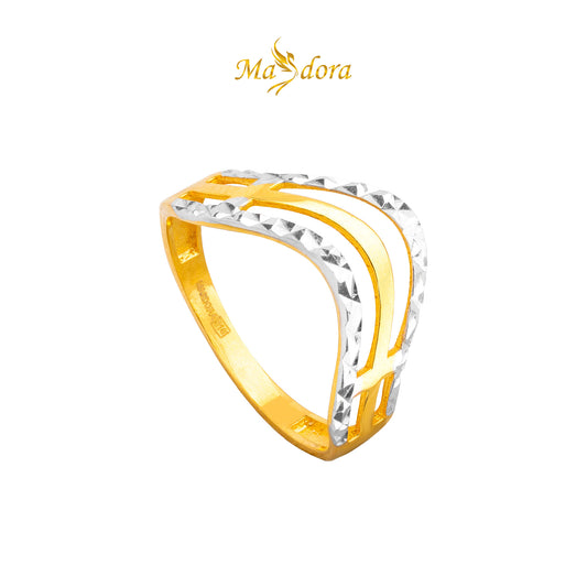 MASDORA 916 Gold Ring Rings Cincin Emas ~ Emirates Star Duotone Wave (EMAS 916/22K)
