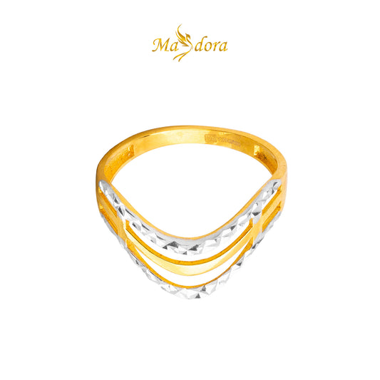 MASDORA 916 Gold Ring Rings Cincin Emas ~ Emirates Star Duotone Wave (EMAS 916/22K)