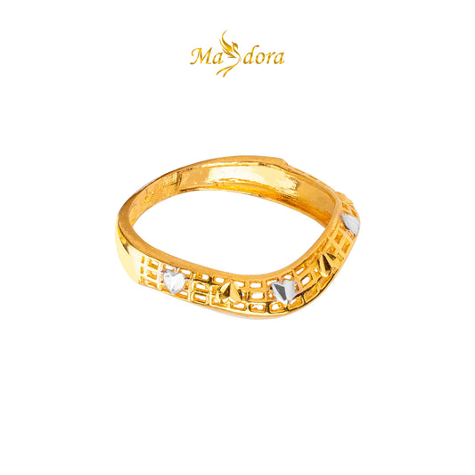 MASDORA 916 Gold Ring Rings Cincin Emas ~ Duotone Wavy Love (EMAS 916/22K)