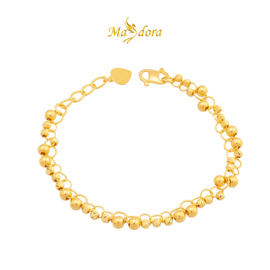 MASDORA Gold 916 Bracelet Rantai Tangan Emas ~ Golden Twisting Beads (EMAS 916/22K)