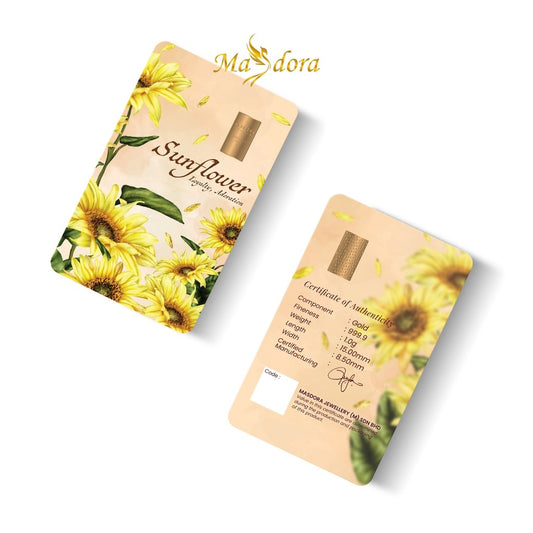 MASDORA 999.9 Gold Bar 1.00GM Flower Series ~ Sunflower (EMAS 999.9/24K)