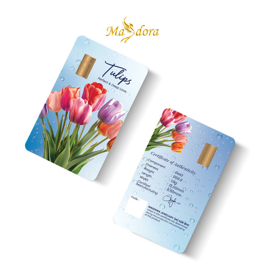 MASDORA 999.9 Gold Bar 1.00GM Flower Series ~ Tulip (EMAS 999.9/24K)