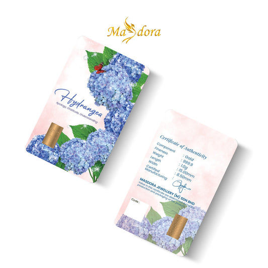MASDORA 999.9 Gold Bar 1.00GM Flower Series ~ Hydrangea (EMAS 999.9/24K)
