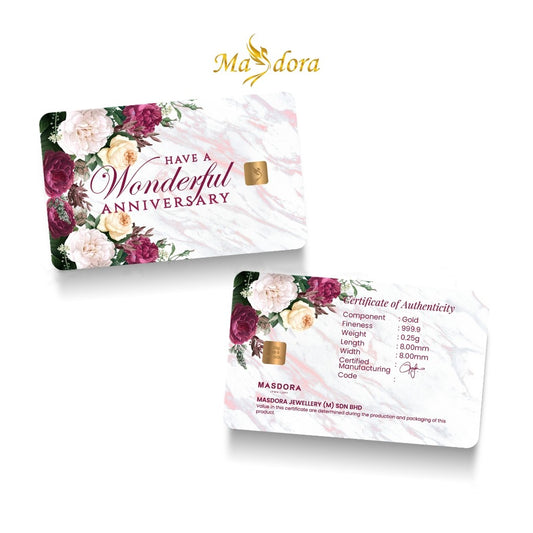 MASDORA 999.9 Gold Bar 0.25GM Gift Series ~ Wonderful Anniversary (EMAS 999.9/24K)