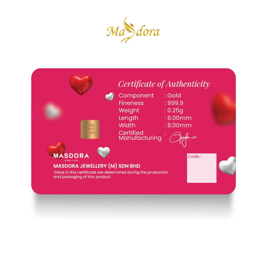 MASDORA 999.9 Gold Bar 0.25GM Gift Series ~ Happy Birthday 1 (EMAS 999.9/24K)
