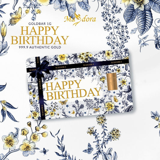 MASDORA 999.9 Gold Bar 1.00GM Gift Series ~ Happy Birthday 1 (EMAS 999.9/24K)