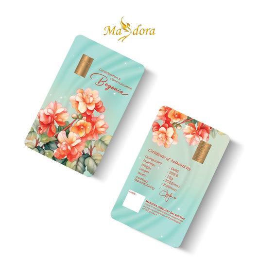 MASDORA 999.9 Gold Bar 1.00GM Flower Series ~ Begonia (EMAS 999.9/24K)