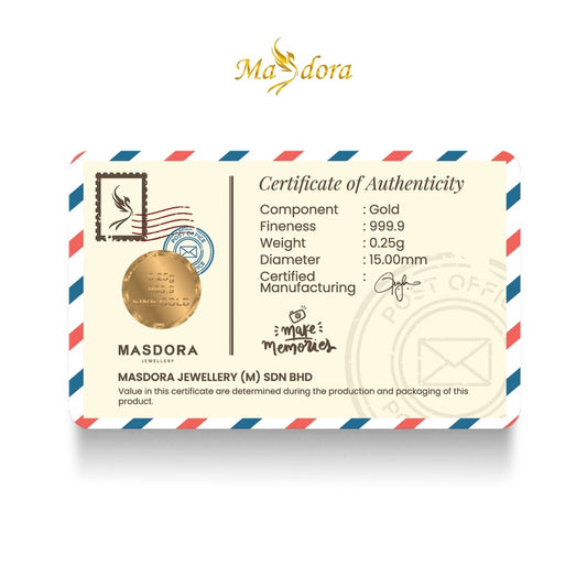 MASDORA 999.9 Gold Bar 0.25GM Gift Series ~ DIY Custom Design (EMAS 999.9/24K)