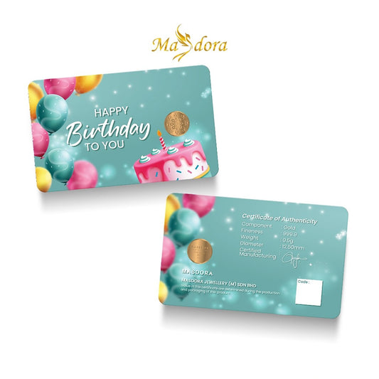 MASDORA 999.9 Gold Bar 0.50GM Gift Series - Happy Birthday 1 (EMAS 999.9/24K)