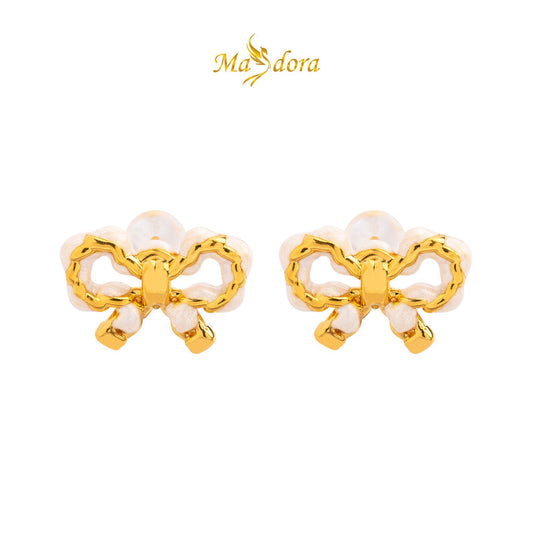MASDORA 999 Gold Earring Earrings Emas ~ White Sugary Pretzel (EMAS 999/24K)
