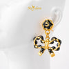 MASDORA 999 Gold Earring Earrings Emas ~ Dangling Black Sugary Pretzel (EMAS 999/24K)