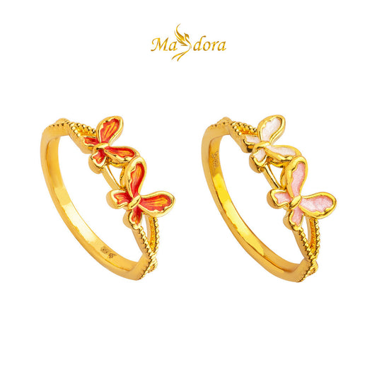 MASDORA 999 Gold Ring Rings Cincin Emas ~ Double Sweet Butterfly (EMAS 999/24K)