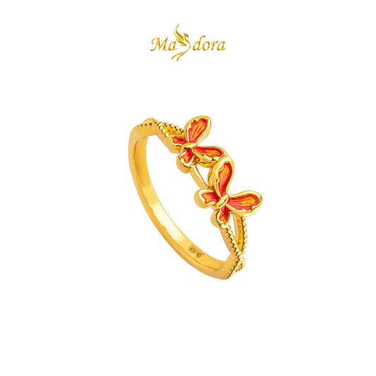 MASDORA 999 Gold Ring Rings Cincin Emas ~ Double Sweet Butterfly (EMAS 999/24K)
