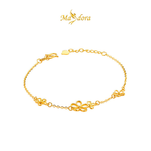 MASDORA 999 Gold Bracelet Rantai Tangan Emas ~ Golden Youth Flower  (EMAS 999/24K)