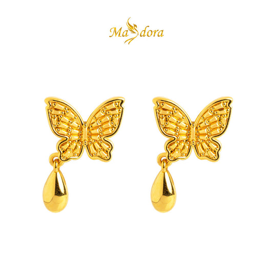 MASDORA 999 Gold Earring Earrings Emas ~ Glorious Butterfly Dangle (EMAS 999/24K)