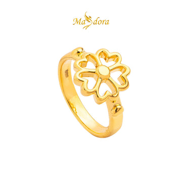 MASDORA 999 Gold Ring Rings Cincin Emas ~ Golden Lucky Flower (EMAS 999/24K)