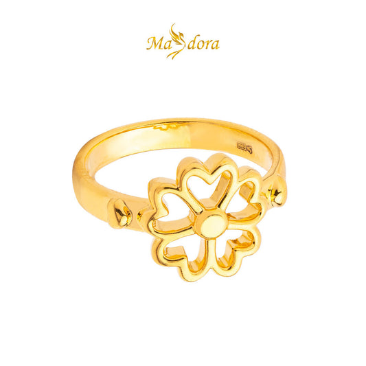 MASDORA 999 Gold Ring Rings Cincin Emas ~ Golden Lucky Flower (EMAS 999/24K)