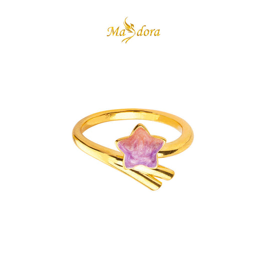 MASDORA 999 Gold Ring Rings Cincin Emas ~ Violet Stargazer (EMAS 999/24K)