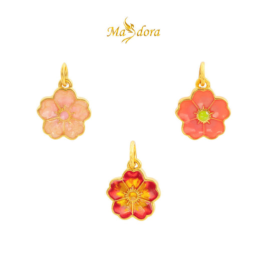 MASDORA 999 Gold Pendant Loket Emas ~ Cutesy Blossom Edition (B) (EMAS 999/24K) - FREE LEATHER BRACELET!