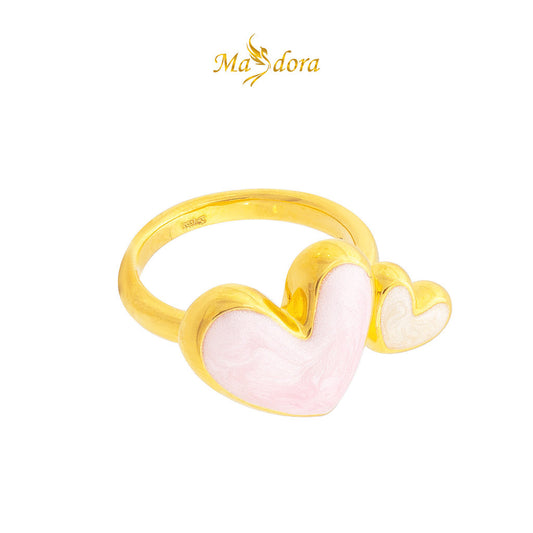 MASDORA 999 Gold Ring Rings Cincin Emas ~ Twee Double Hearts (EMAS 999/24K)
