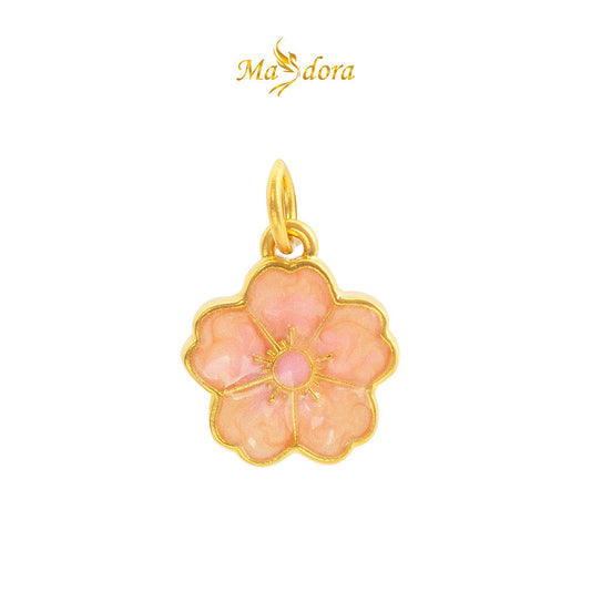 MASDORA 999 Gold Pendant Loket Emas ~ Cutesy Blossom Edition (B) (EMAS 999/24K) - FREE LEATHER BRACELET!