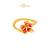 MASDORA 999 Gold Ring Rings Cincin Emas ~ Charming Plumeria (EMAS 999/24K)