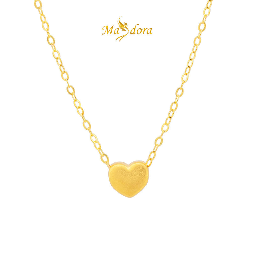 MASDORA 999 Gold Pendant Loket Emas ~ Mini Matte Love (EMAS 999/24K) -- FREE 925 SILVER NECKLACE!