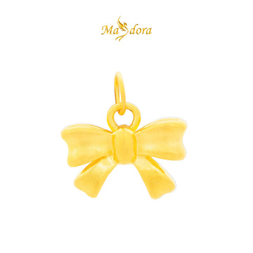 MASDORA 999 Gold Pendant Loket Emas ~ Golden Matte Bow (EMAS 999/24K)