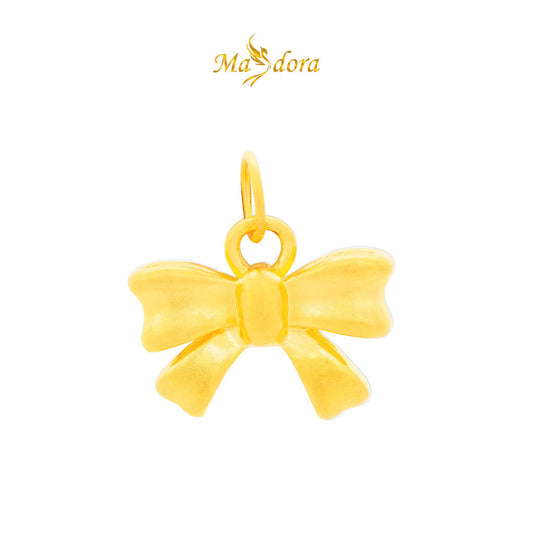 MASDORA 999 Gold Pendant Loket Emas ~ Golden Matte Bow (EMAS 999/24K)