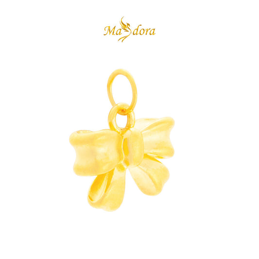 MASDORA 999 Gold Pendant Loket Emas ~ Golden Matte Bow (EMAS 999/24K)