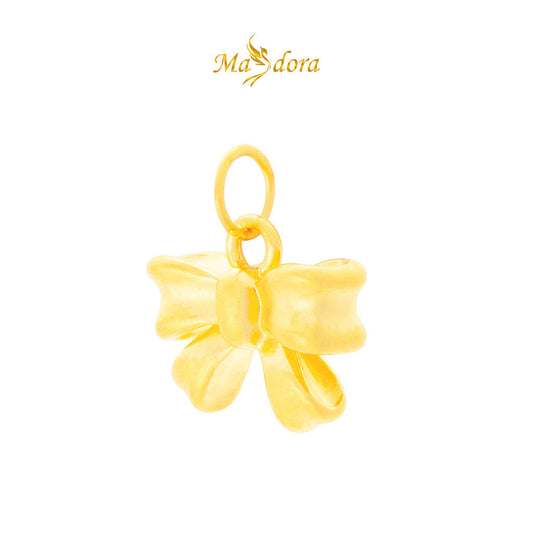 MASDORA 999 Gold Pendant Loket Emas ~ Golden Matte Bow (EMAS 999/24K)