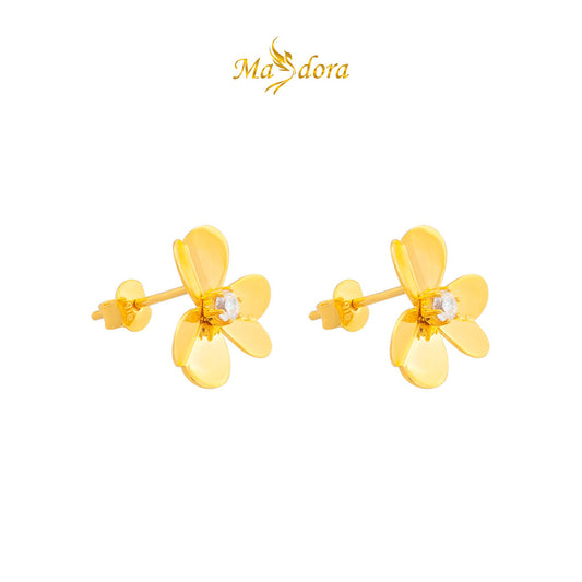 MASDORA 916 Gold Earings Earing Subang Emas ~ Shiny Trifoglio Stud (EMAS 916/22K)