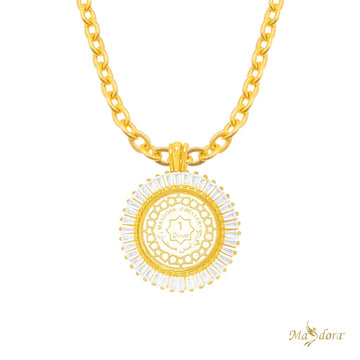 SILVERA 925 Silver Pendant Loket Perak ~ 24K Gold Plated Helios Medallion, 925 Silver By Masdora