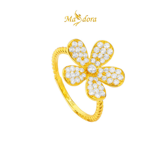 MASDORA 916 Gold Ring Rings Cincin Emas ~ Sparkling Flower Rope (EMAS 916/22K)