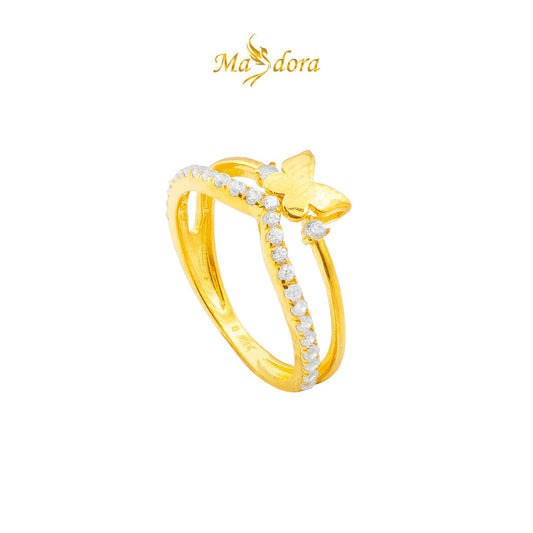 MASDORA 916 Gold Ring Rings Cincin Emas ~ Sparkling V-Butterfly (EMAS 916/22K)