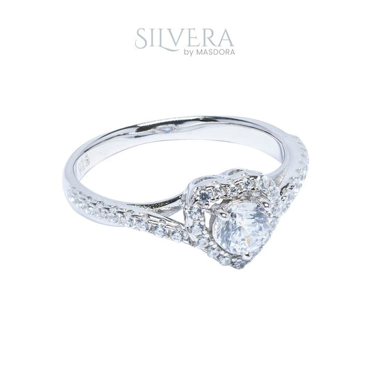 SILVERA 925 Silver Ring Rings Cincin Perak ~ Elevated Love Ring, 925 Silver by Masdora