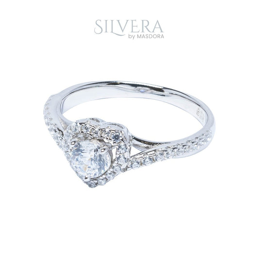 SILVERA 925 Silver Ring Rings Cincin Perak ~ Elevated Love Ring, 925 Silver by Masdora
