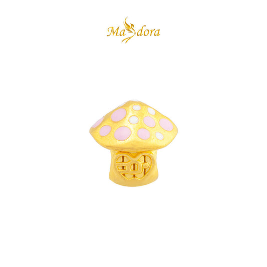 MASDORA 916 Gold Beads Bead Emas ~ HG Pink & White Mushroom (EMAS 916/22K)