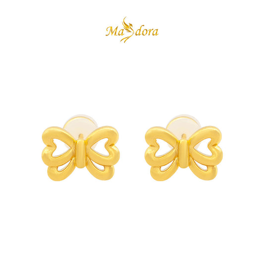 MASDORA 999 Gold Earring Earrings Subang Emas ~ Golden Bow (EMAS 999/24K)