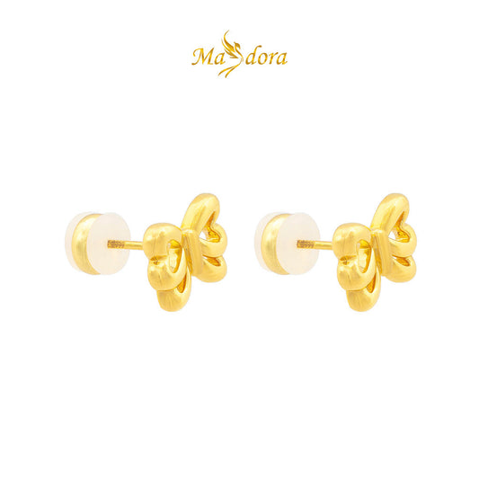 MASDORA 999 Gold Earring Earrings Subang Emas ~ Golden Bow (EMAS 999/24K)