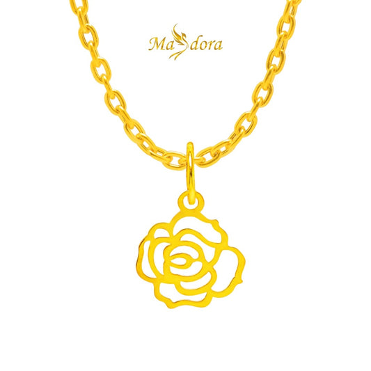MASDORA 916 Gold Pendant Loket Emas ~ Mini Golden Rose (EMAS 916/22K)