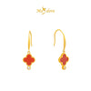 MASDORA 916 Gold Earings Earing Subang Emas ~ Dangling Clover Hook - Red (EMAS 916/22K)