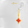 MASDORA 916 Gold Earings Earing Subang Emas ~ Dangling Clover Hook - Red (EMAS 916/22K)