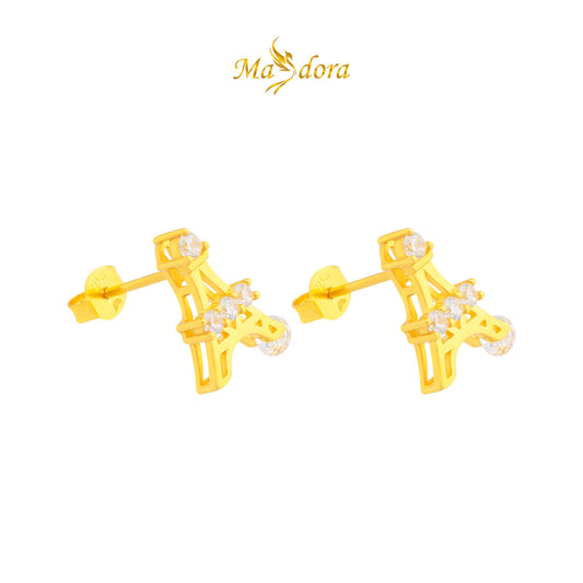 MASDORA 916 Gold Earings Earing Subang Emas ~ Sparkling Paris Tower Stud (EMAS 916/22K)