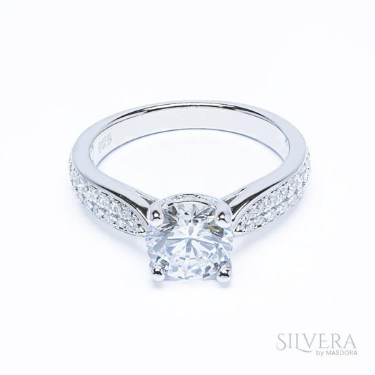 SILVERA 925 Silver Ring Rings Cincin Perak ~ Eternity Love Solitaire Ring, 925 Silver by Masdora