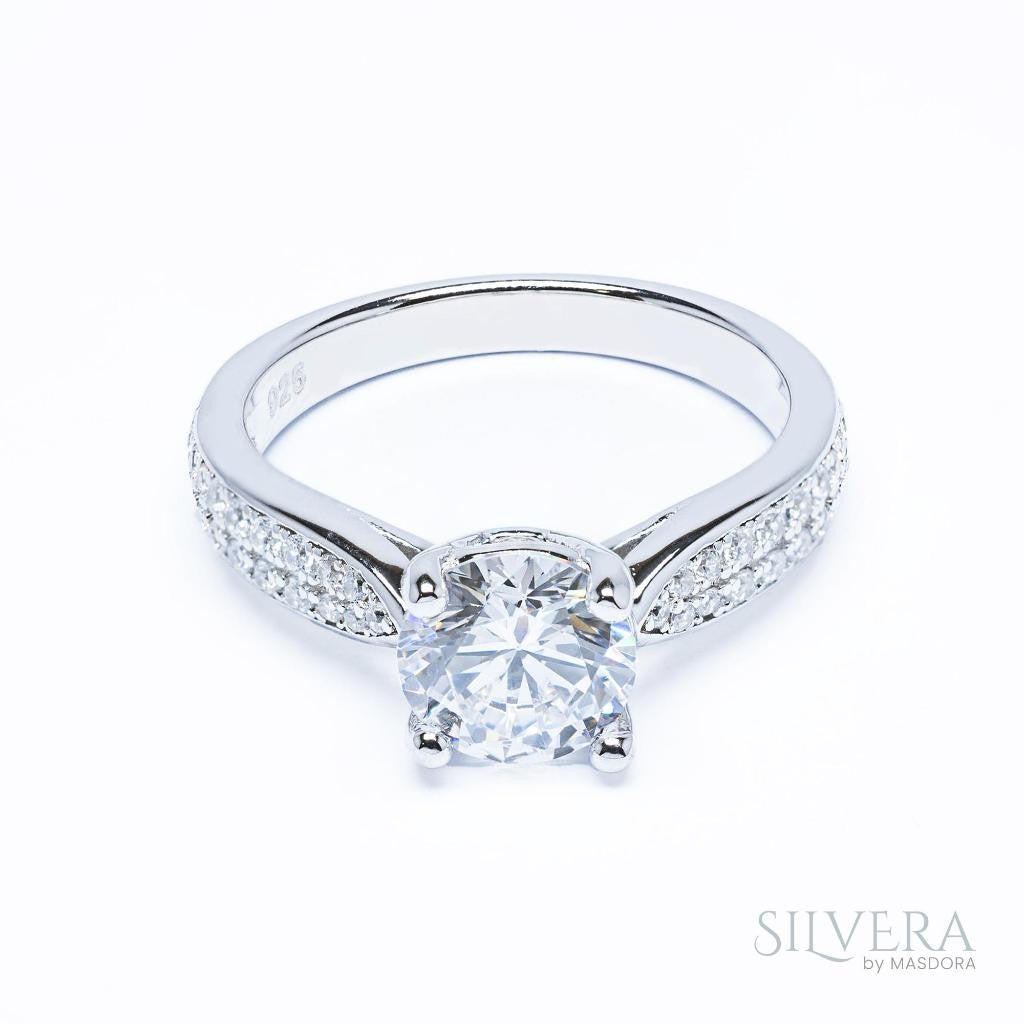 SILVERA 925 Silver Ring Rings Cincin Perak ~ Eternity Love Solitaire Ring, 925 Silver by Masdora
