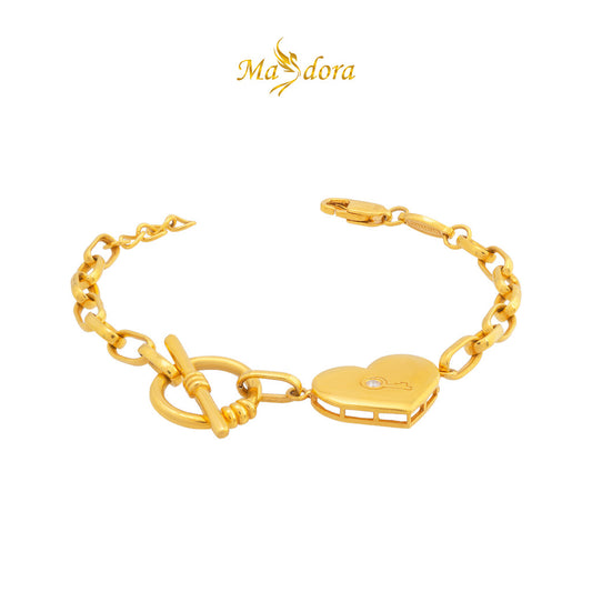 MASDORA 916 Gold Bracelet Rantai Tangan Emas ~ Amore Mio My Love Paperclip (EMAS 916/22K)